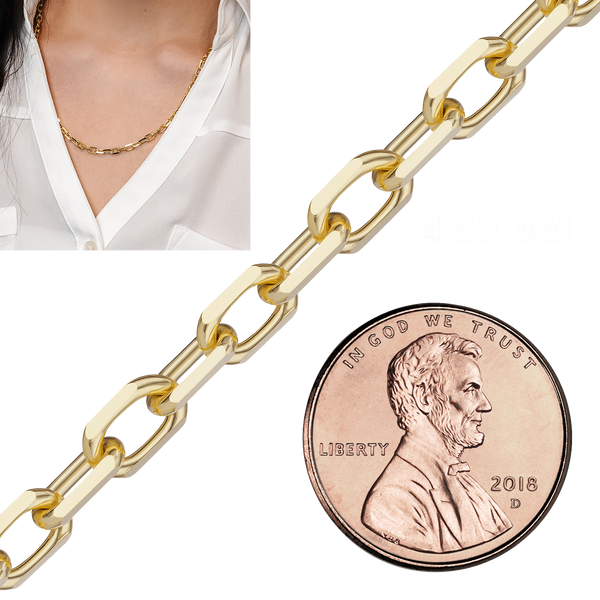 Bulk / Spooled Elongated Diamond Cut Cable Chain in 14K & 18K Yellow Gold (1.00 mm - 5.10 mm)