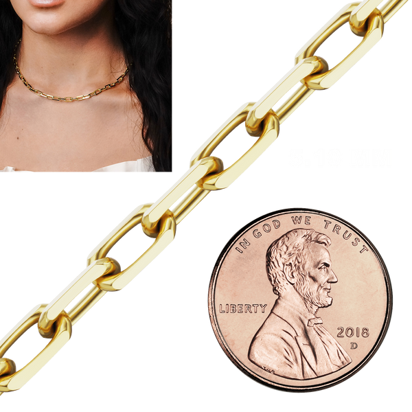 Bulk / Spooled Elongated Diamond Cut Cable Chain in 14K & 18K Yellow Gold (1.00 mm - 5.10 mm)