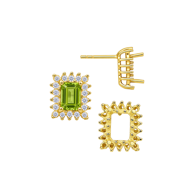 Emerald Cluster Earrings with Push Post