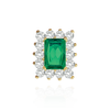 14K Gold Emerald Cluster Earrings with Push Post