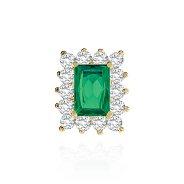 14K Gold Emerald Cluster Earrings with Push Post