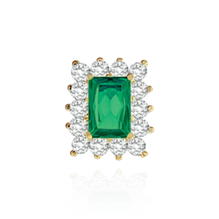 14K Gold Emerald Cluster Earrings with Push Post