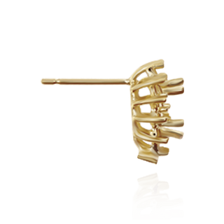 14K Gold Oval Cluster Earrings with Push Post