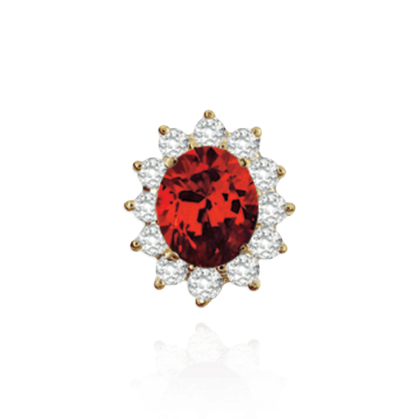 14K Gold Oval Cluster Earrings with Push Post