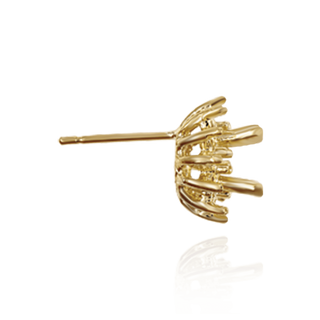 14K Gold Round Cluster Earrings with Push Post