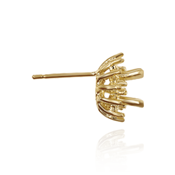 14K Gold Round Cluster Earrings with Push Post