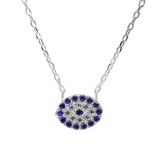 Sterling Silver Evil Eye Necklace (7 x 9 mm)