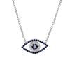 Sterling Silver Evil Eye Necklace (10 x 19 mm)