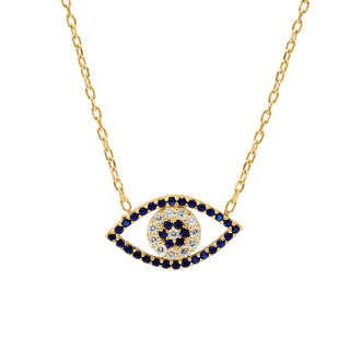 Sterling Silver Evil Eye Necklace (10 x 19 mm)