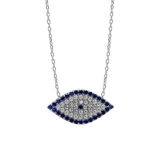 Sterling Silver Evil Eye Necklace (10 x 19 mm)