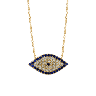 Sterling Silver Evil Eye Necklace (10 x 19 mm)