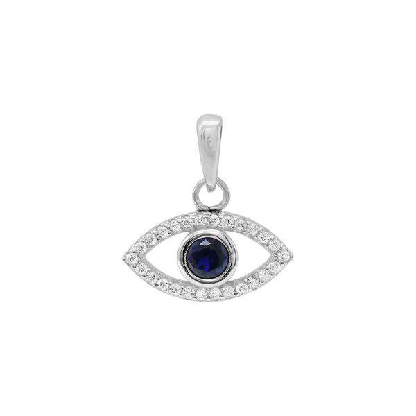 Sterling Silver Evil Eye Pendant (16 x 15 mm)