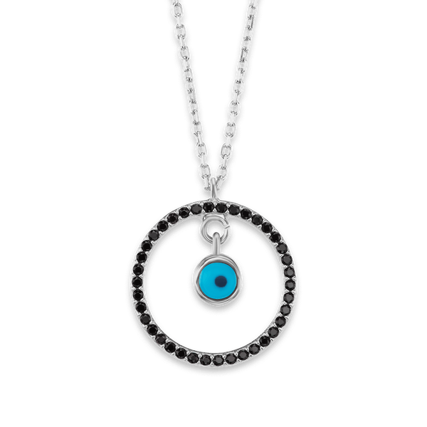 Sterling Silver Evil Eye Necklace (17 mm)