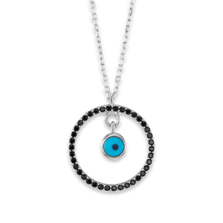 Sterling Silver Evil Eye Necklace (17 mm)