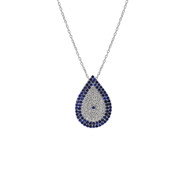 Sterling Silver Evil Eye Necklace (21 x 15 mm)