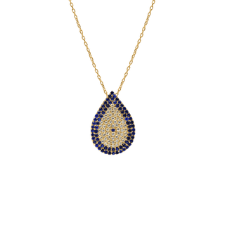 Sterling Silver Evil Eye Necklace (21 x 15 mm)