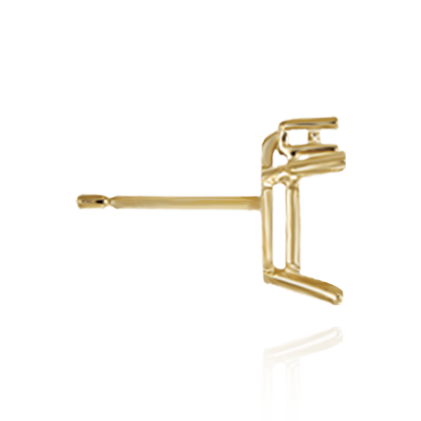 14K Gold Emerald Four Prong Basket Earrings with One Accent