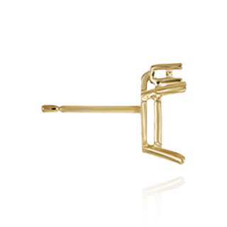 14K Gold Emerald Four Prong Basket Earrings with One Accent