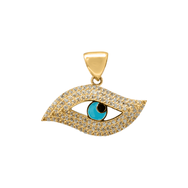 Sterling Silver Evil Eye Pendant with Blue Enamel (22 x 28 mm)