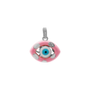 Sterling Silver Evil Eye Pendant with Pink and White Enamel (24 x 22 mm)