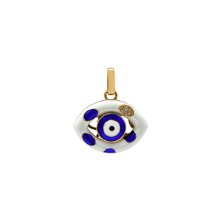 Sterling Silver Evil Eye Pendant with Dark Blue and White Enamel (24 x 22 mm)