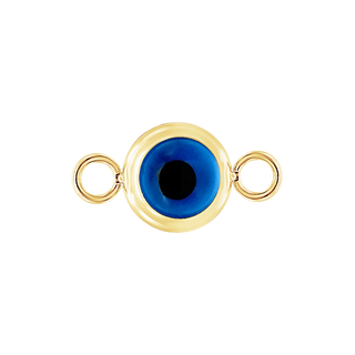 14K Gold Evil Eye Pendant with Two Rings (7 mm)