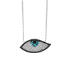 Sterling Silver Evil Eye Necklace (12 x 27 mm)