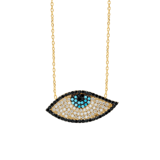 Sterling Silver Evil Eye Necklace (12 x 27 mm)