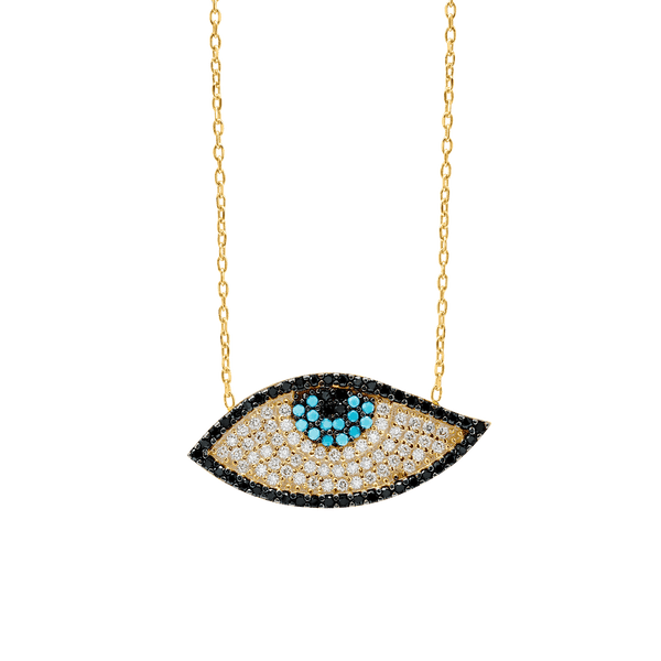 Sterling Silver Evil Eye Necklace (12 x 27 mm)