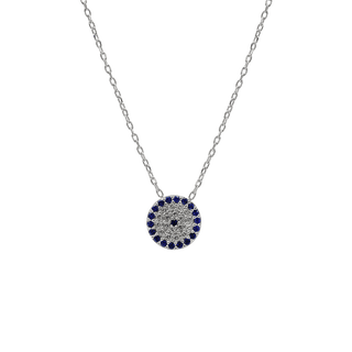 Sterling Silver Evil Eye Necklace (10 mm)