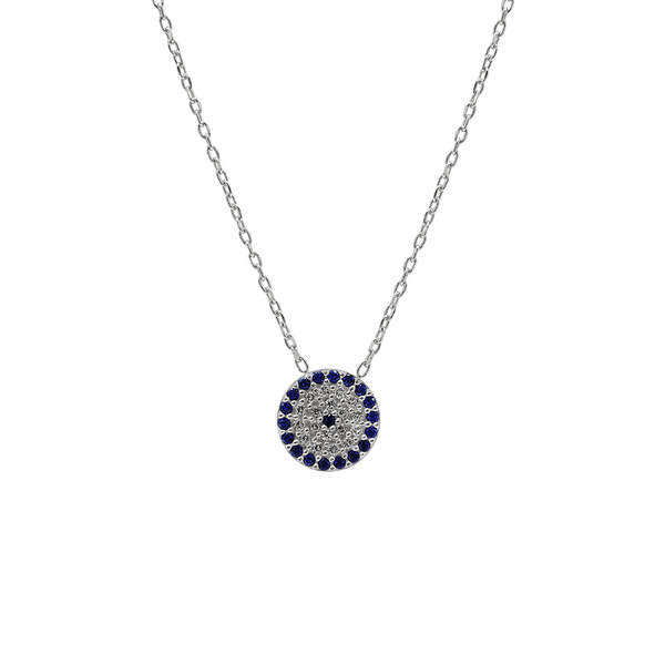 Sterling Silver Evil Eye Necklace (10 mm)