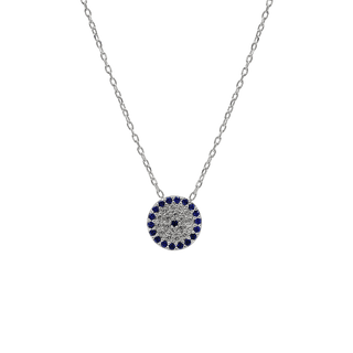 Sterling Silver Evil Eye Necklace (10 mm)