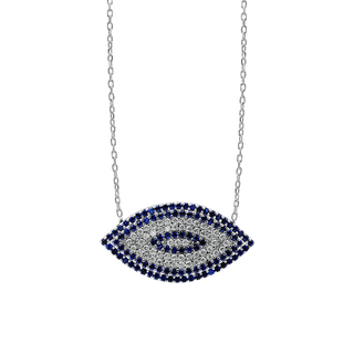 Sterling Silver Evil Eye Necklace (14 x 27 mm)