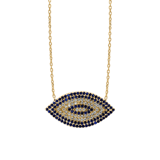 Sterling Silver Evil Eye Necklace (14 x 27 mm)