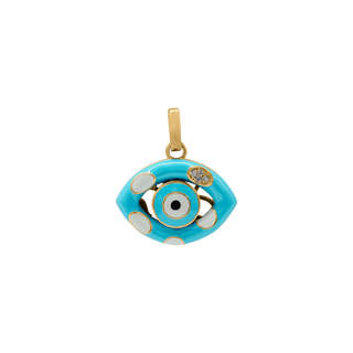 Sterling Silver Evil Eye Pendant with Blue and White Enamel (24 x 22 mm)