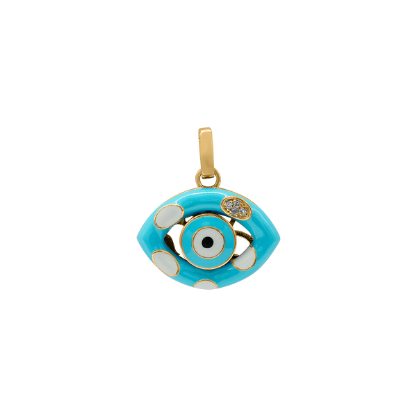 Sterling Silver Evil Eye Pendant with Blue and White Enamel (24 x 22 mm)