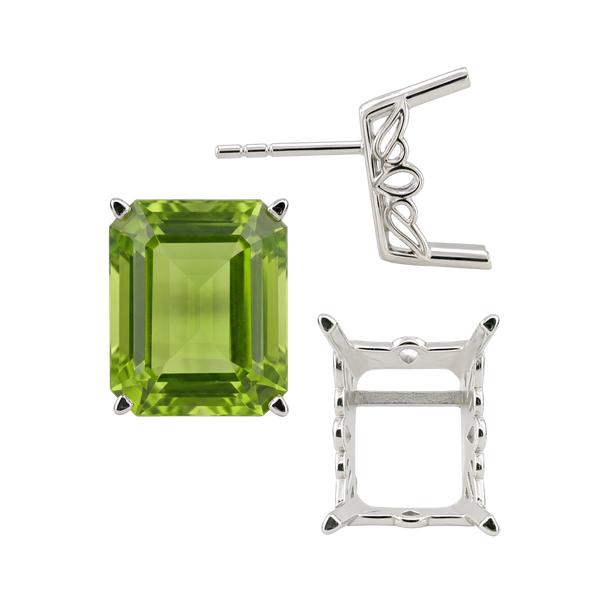 Emerald Filigree Earrings with Push Post