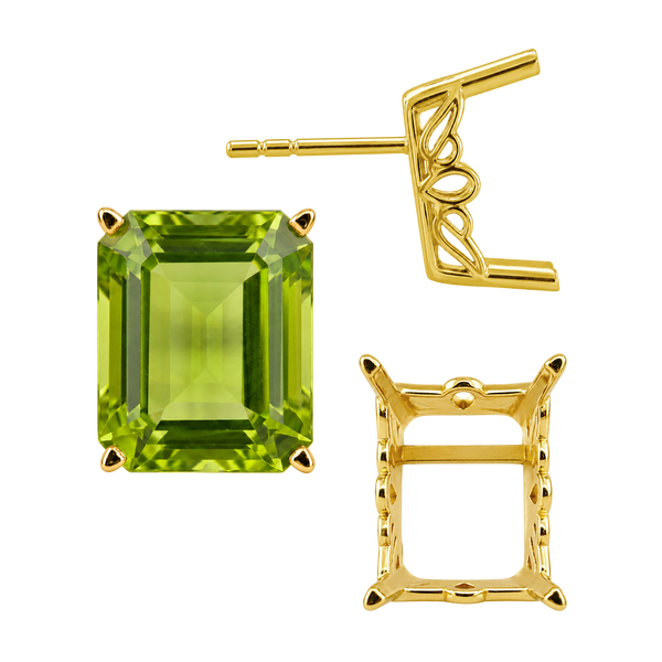 Emerald Filigree Earrings with Push Post