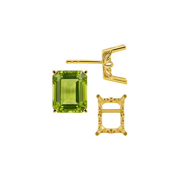 Emerald Filigree Earrings with Push Post