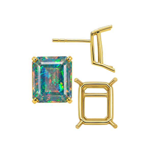 Emerald Four Prong Basket Earrings