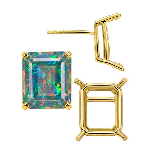 Emerald Four Prong Basket Earrings