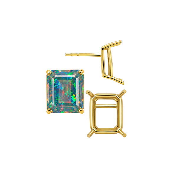 Emerald Four Prong Basket Earrings
