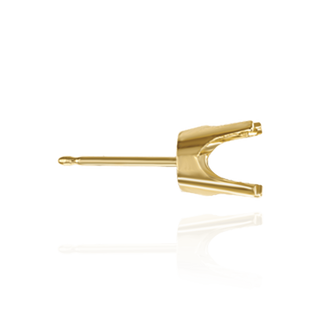 14K Gold Round Four Prong Pre-Cut Earring Settings with Push Post