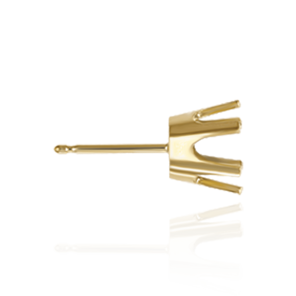 14K Gold Round Six Prong Flat Back Earrings with Push Post