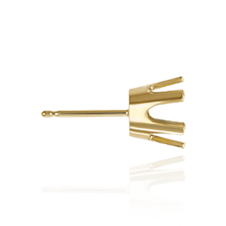 14K Gold Round Six Prong Flat Back Earrings with Push Post