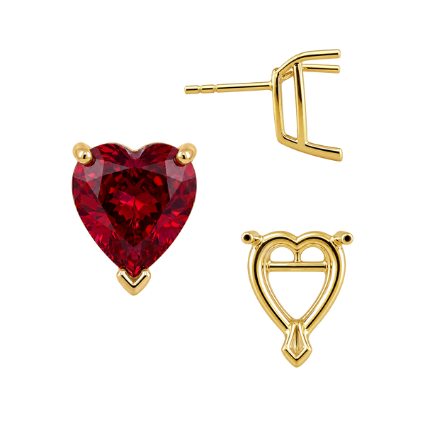 Heart Shape V-End Basket Earrings with Push Post
