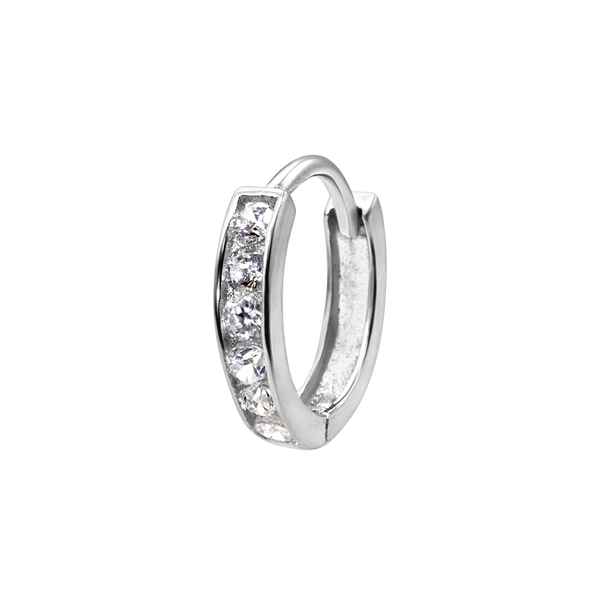 Huggie Earring with CZ in Sterling Silver