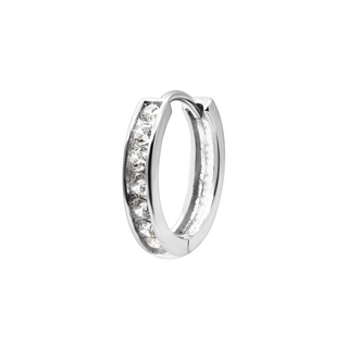 Huggie Earring with CZ in Sterling Silver