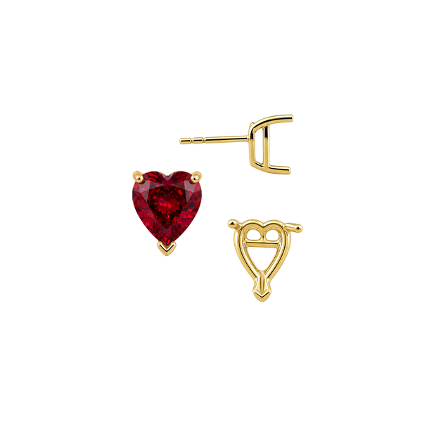 Heart Shape V-End Basket Earrings with Push Post