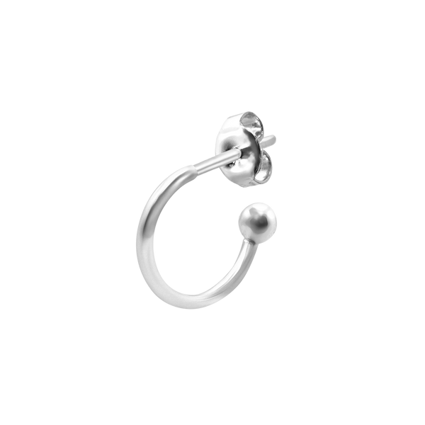 Hoop Earring with Ball in Sterling Silver